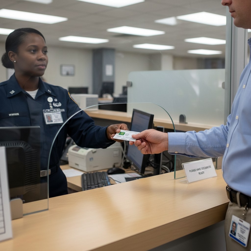 DoD ID card office counter for CAC PIN unlock assistance at RAPIDS site