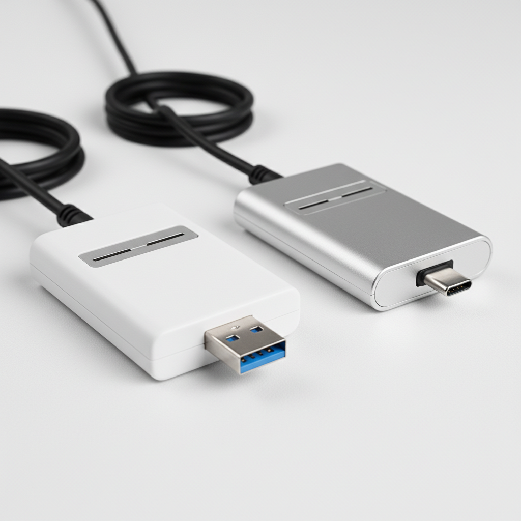 USB-A vs USB-C CAC smart card reader comparison showing connector differences