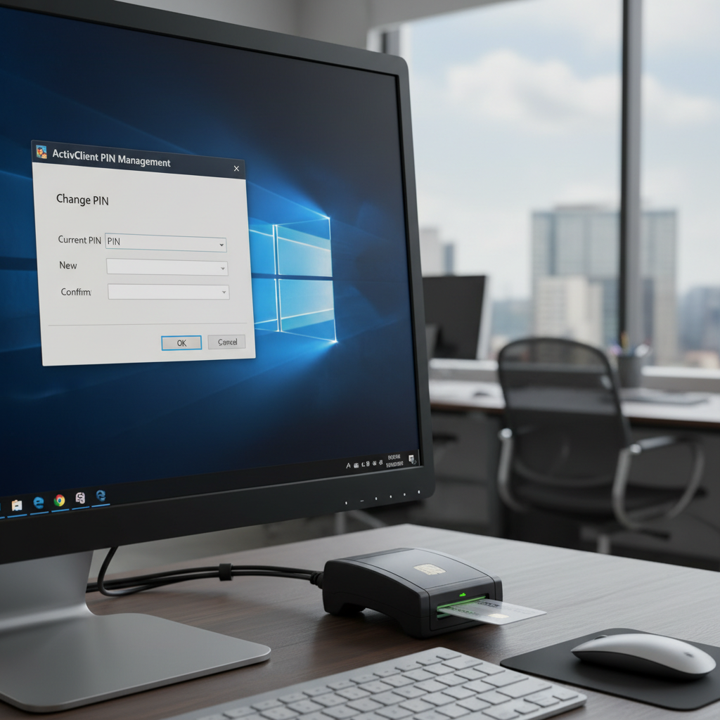 ActivClient software PIN management dialog for CAC PIN reset on Windows